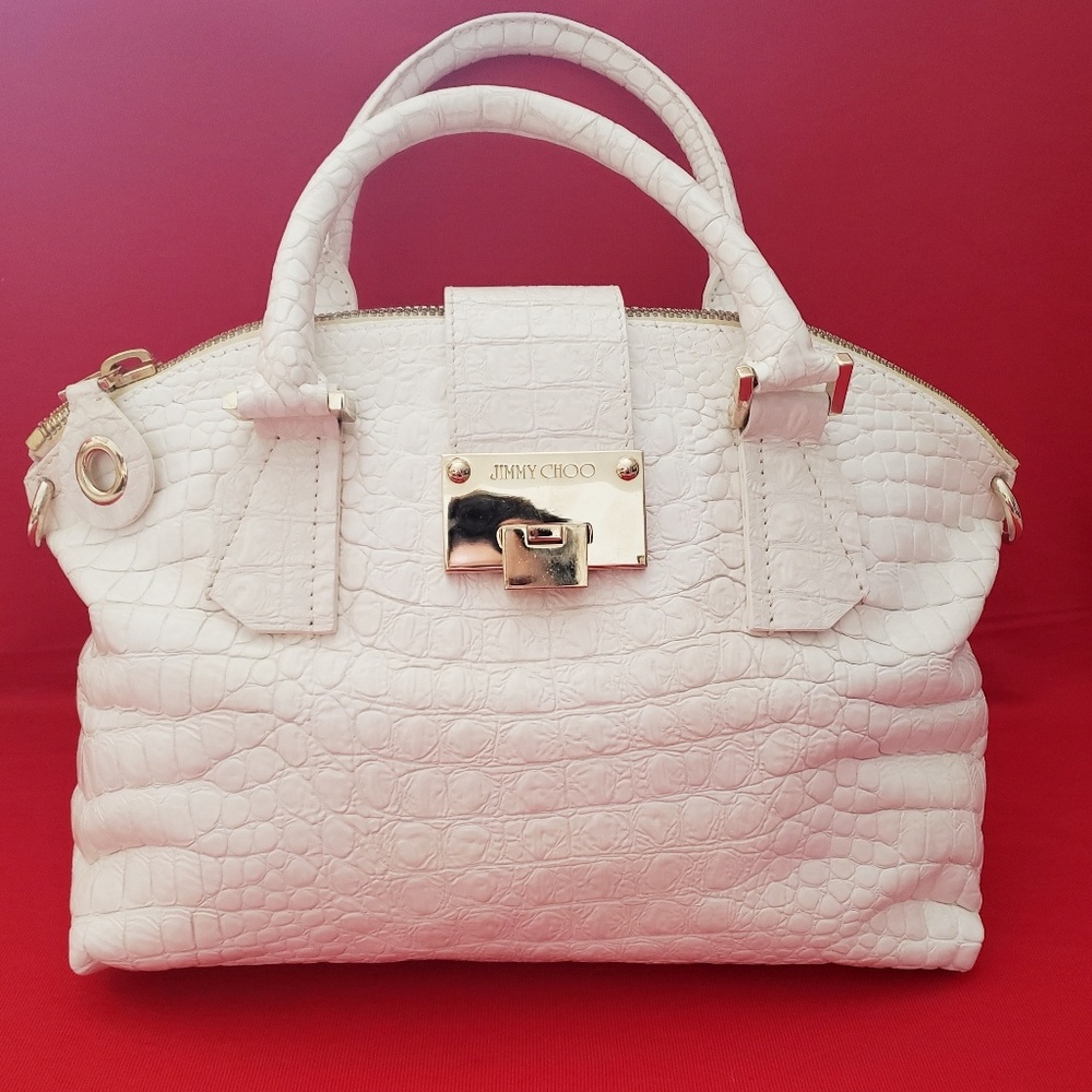 Large, Jimmy Choo, Romeo, Croc Embossed Handbag